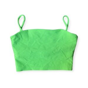Five Dancewear Kids Girls YL Neon Green Ribbed Spaghetti Strap Crop Top